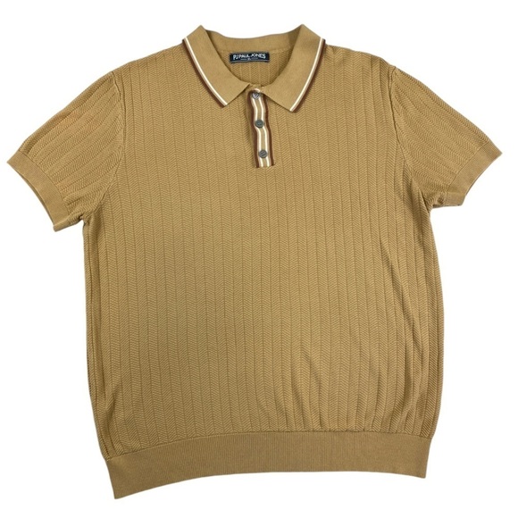 PJ PAUL JONES Men’s Knitted Polo Short Sleeve Textured Pullover Golf Shirt Sz XL - Picture 2 of 14